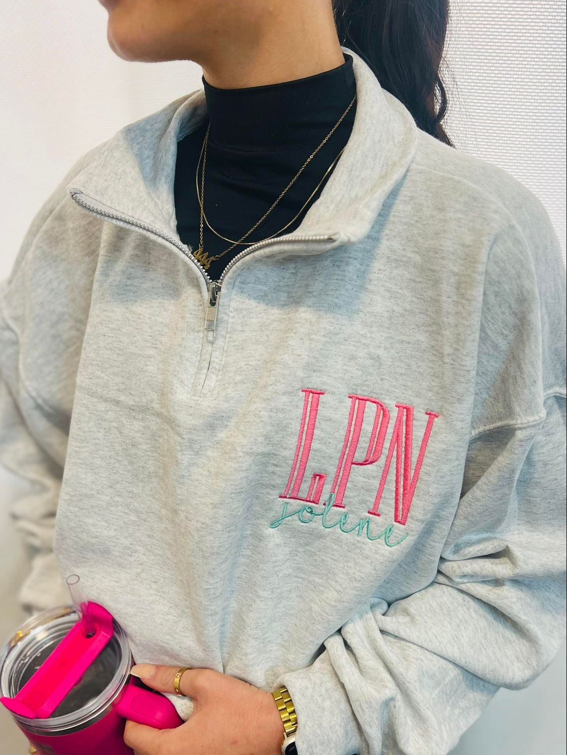 Custom Occupation Name Pocket 1/4 Zip Jacket