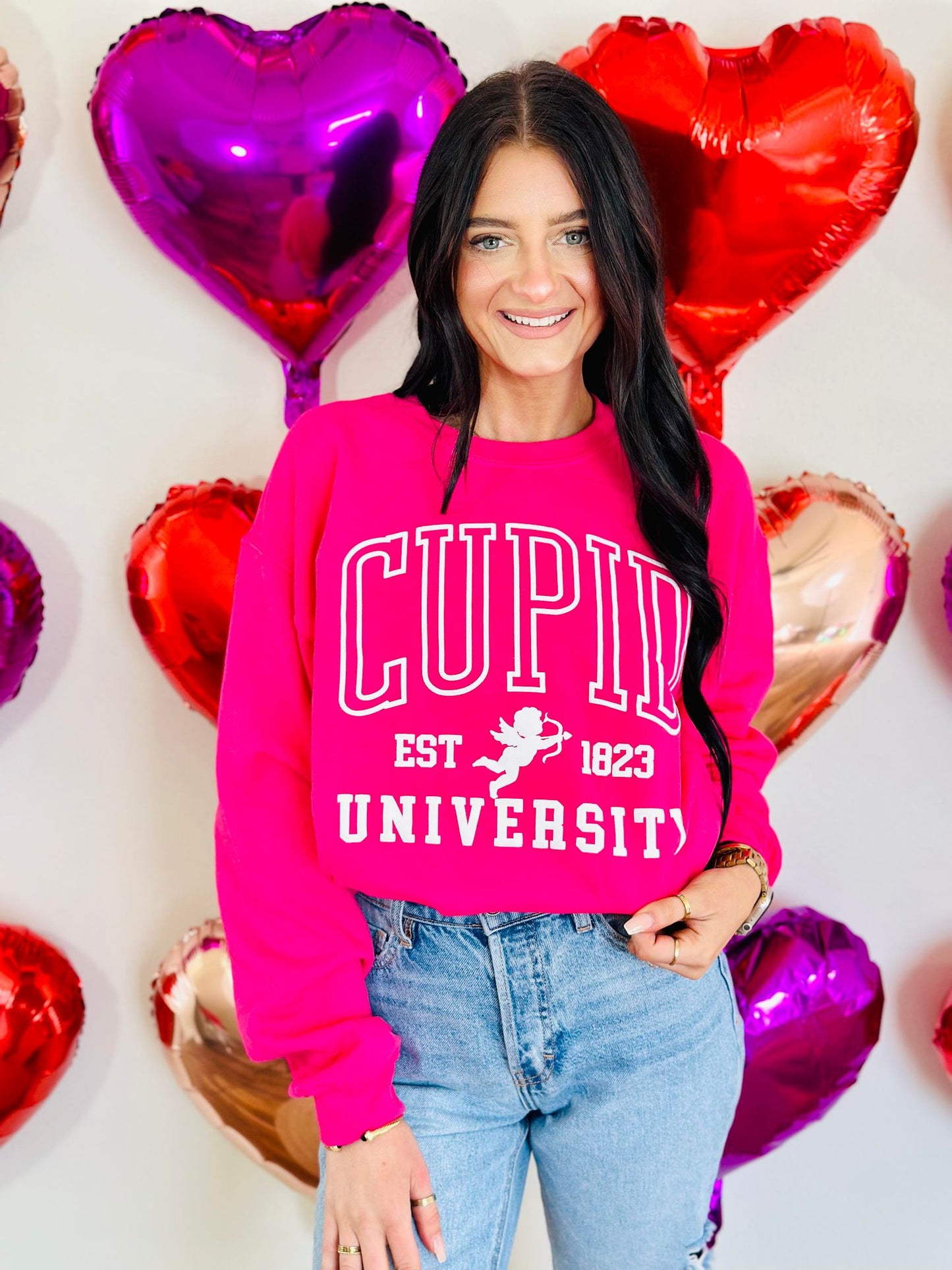 Cupid University Varsity Hollow Puff Sweatshirt