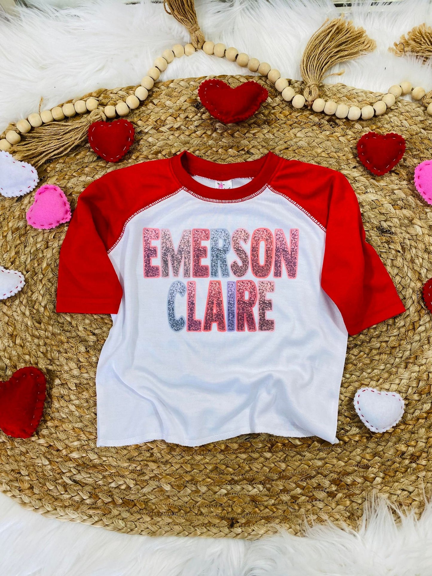 Custom Glitter Girl Name Raglan