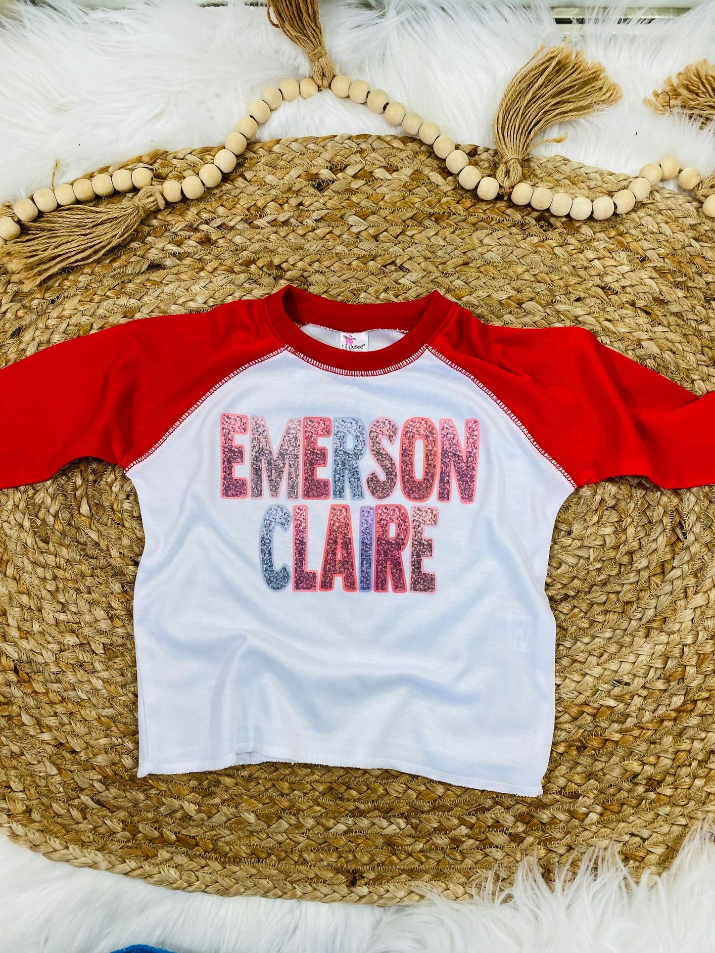 Custom Glitter Girl Name Raglan