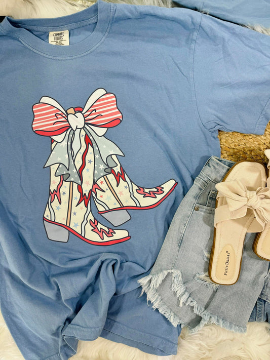Patriotic Coquette Bow Boot DTF Tee