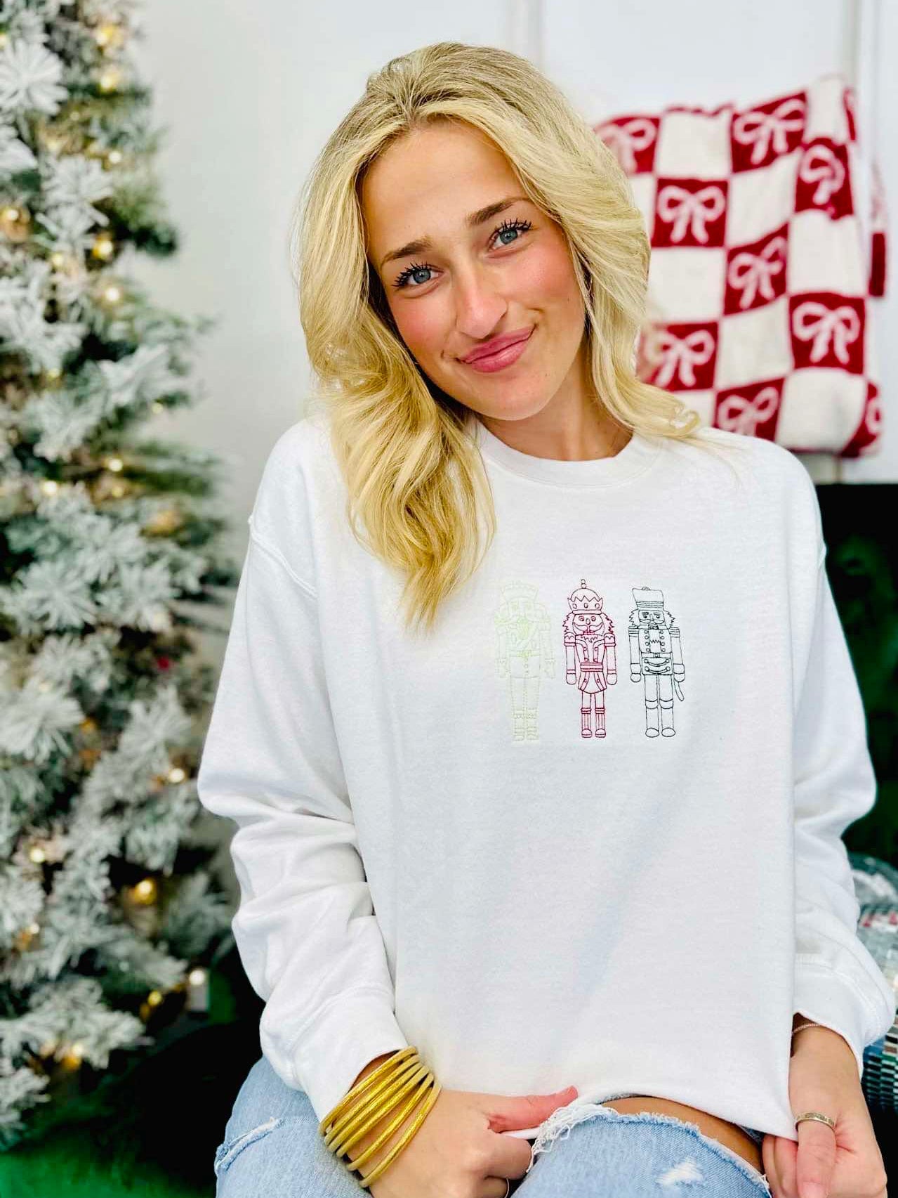Christmas Nutcracker Trio Embroidered Sweatshirt