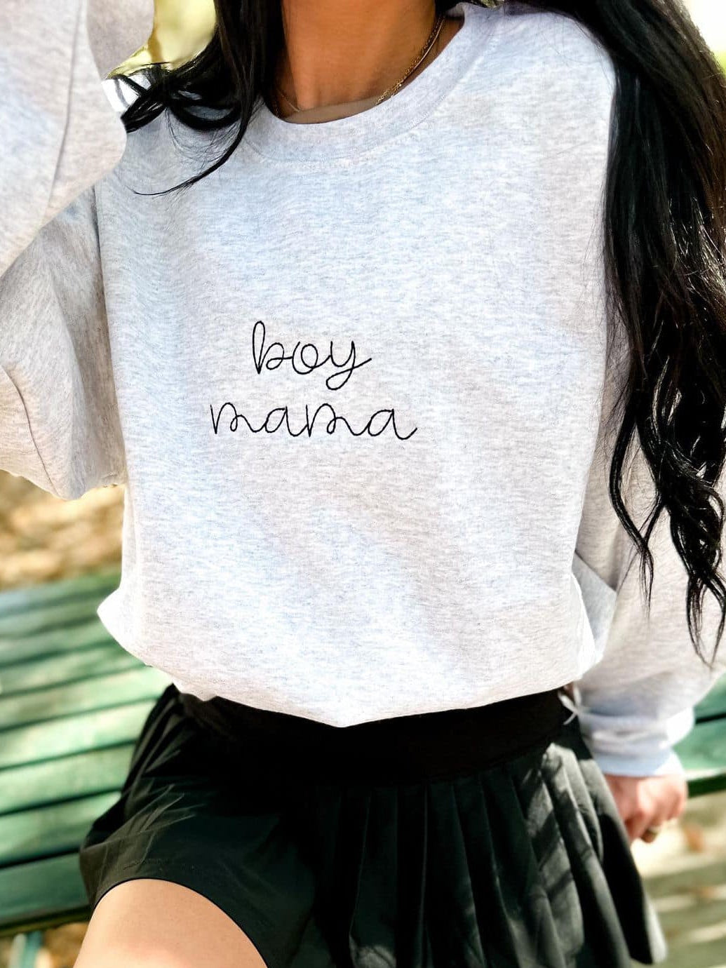 Boy Mama Cursive Embroidered Sweatshirt