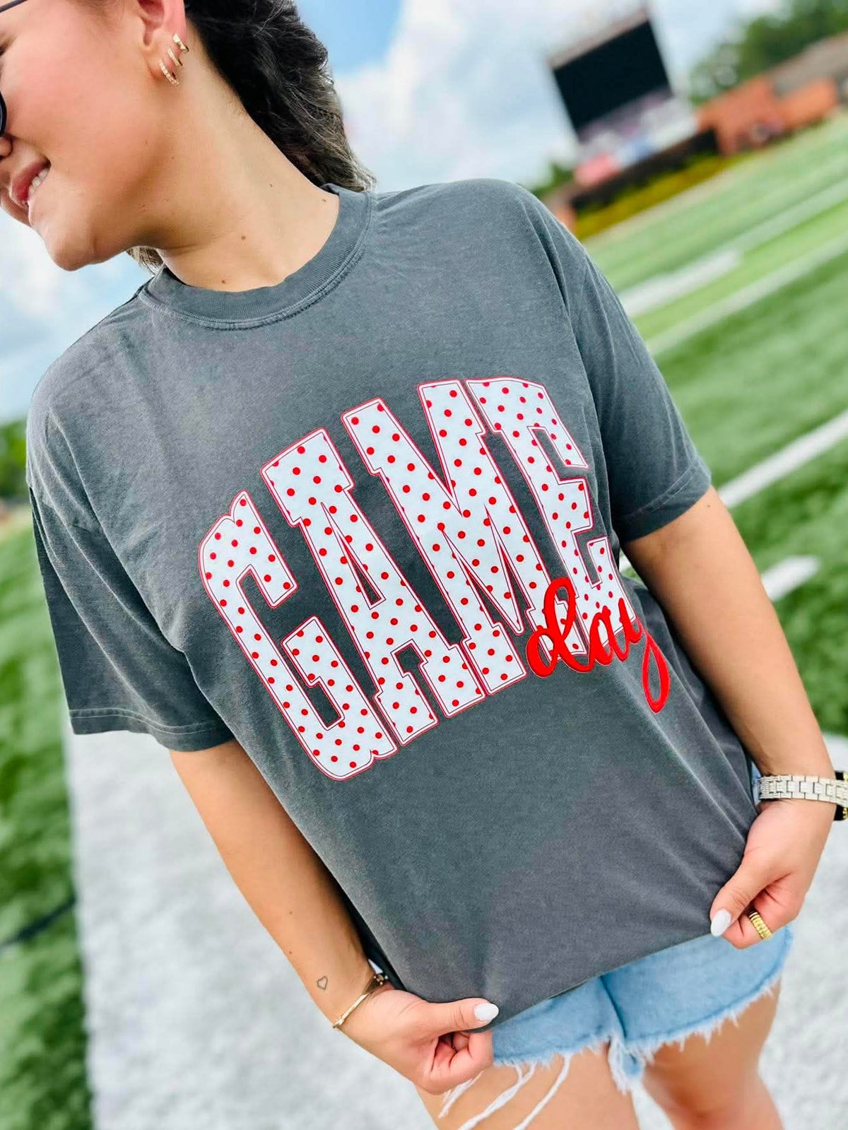 Large Game Day Polka Dot GAME102 DTF Top