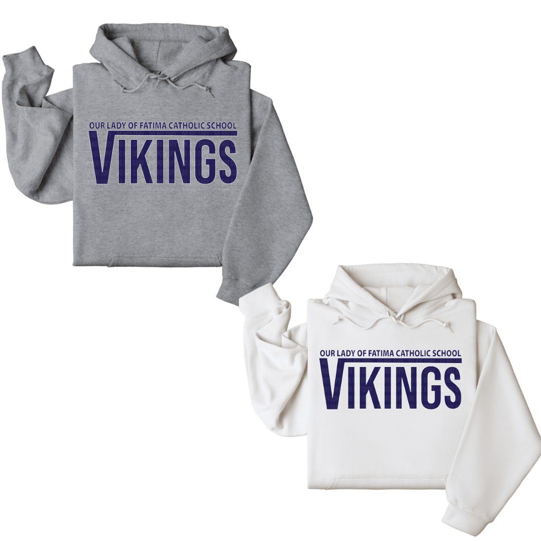 Adult Size OLFCS Classic Vikings Hoodie Sweatshirt With Navy Logo