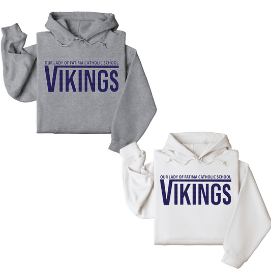 Adult Size OLFCS Classic Vikings Hoodie Sweatshirt With Navy Logo