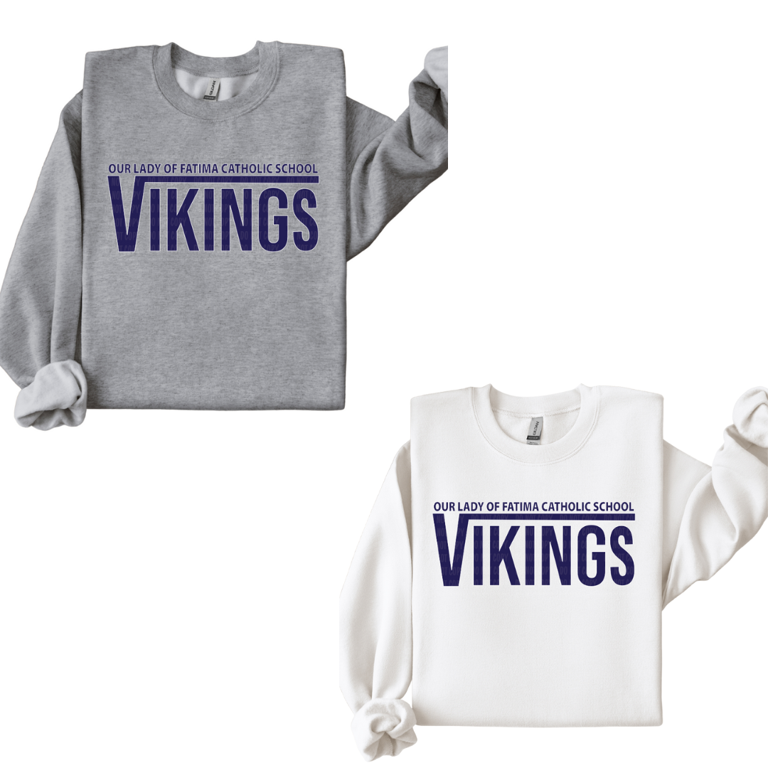 Adult Size OLFCS Classic Vikings Hoodie Sweatshirt With Navy Logo