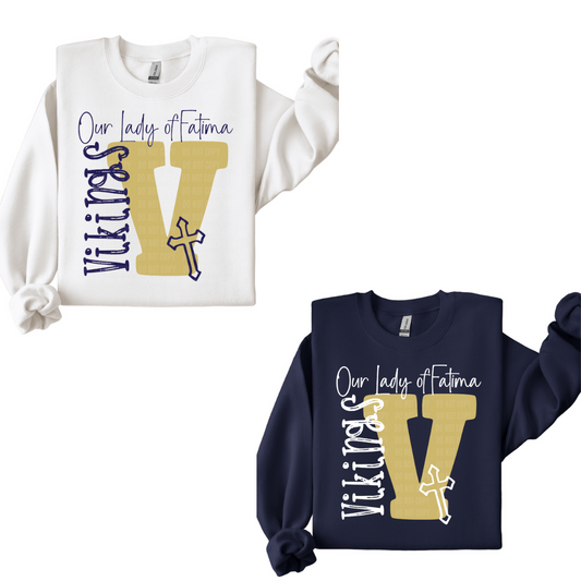 Adult Size OLFCS Vikings V with Cross Spirit Sweatshirt