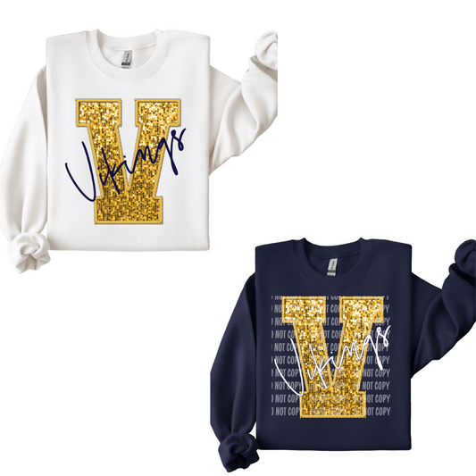 Child Size OLFCS Vikings Glitter V Spirit Sweatshirt