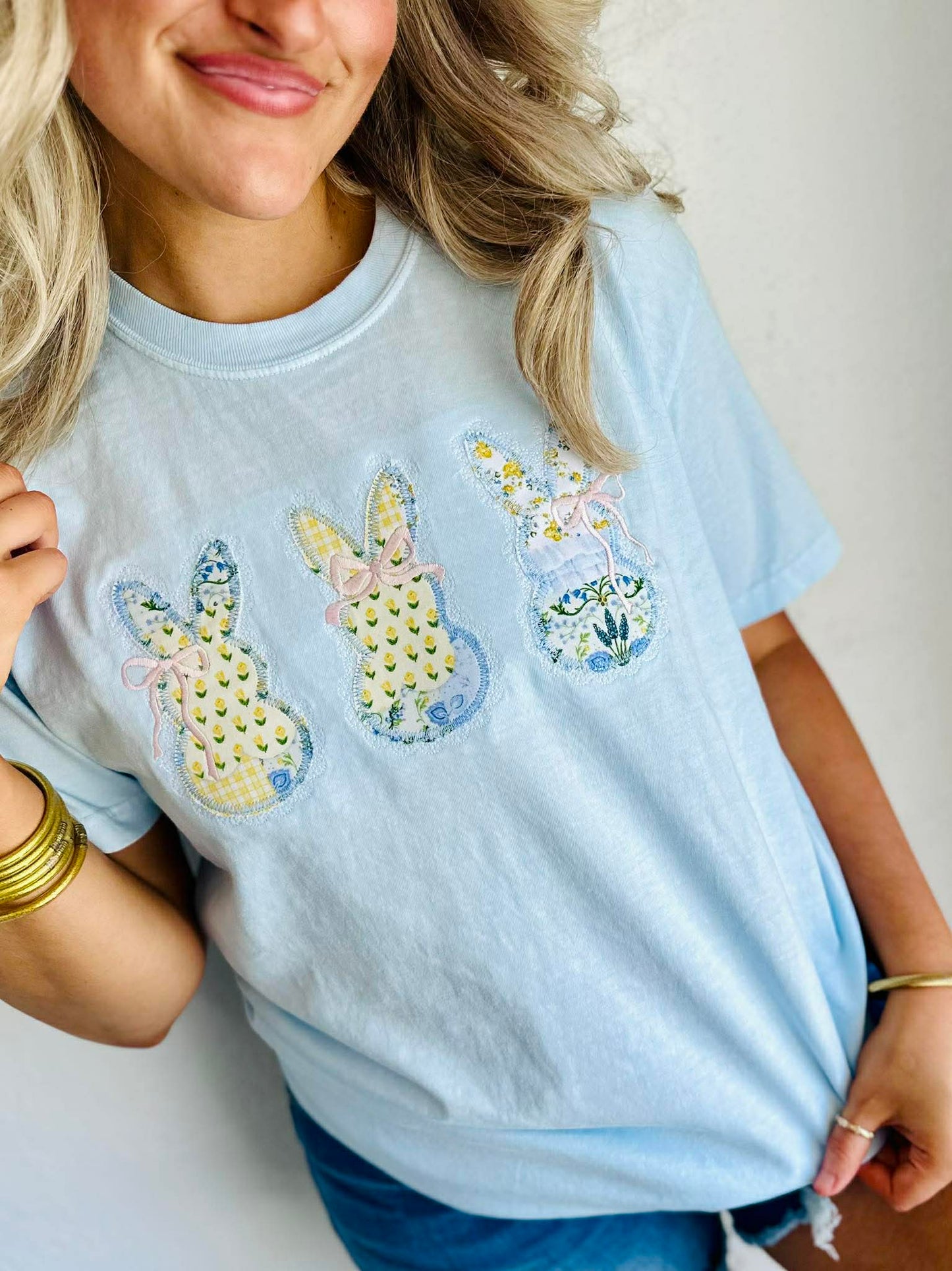 Lace Patchwork Easter Bunny Embroidery Apparel