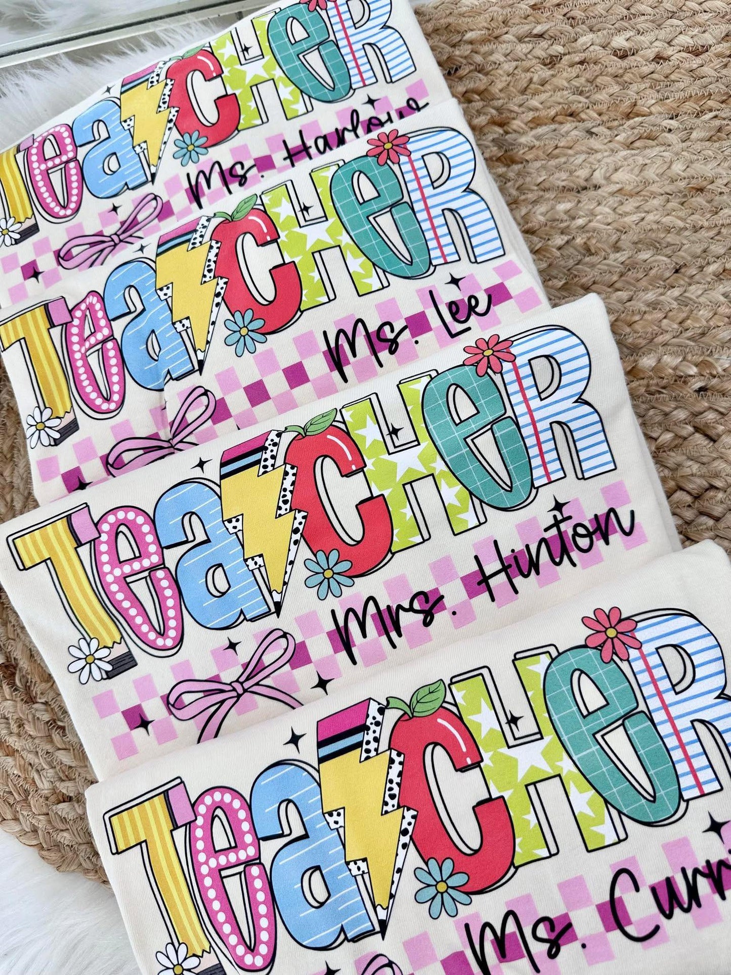 Teacher Bow Checkered  DTF Graphic