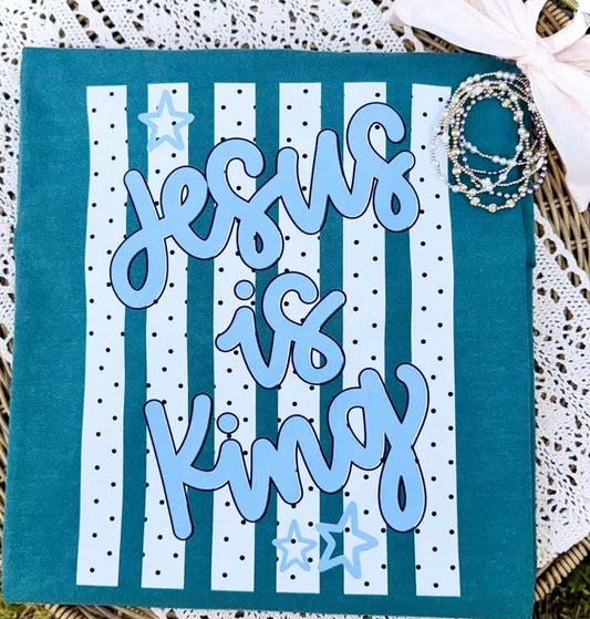 Jesus Is King Stripe and Dots DTF Graphic