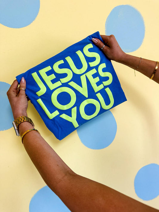 Jesus Loves You Neon Puff Tee