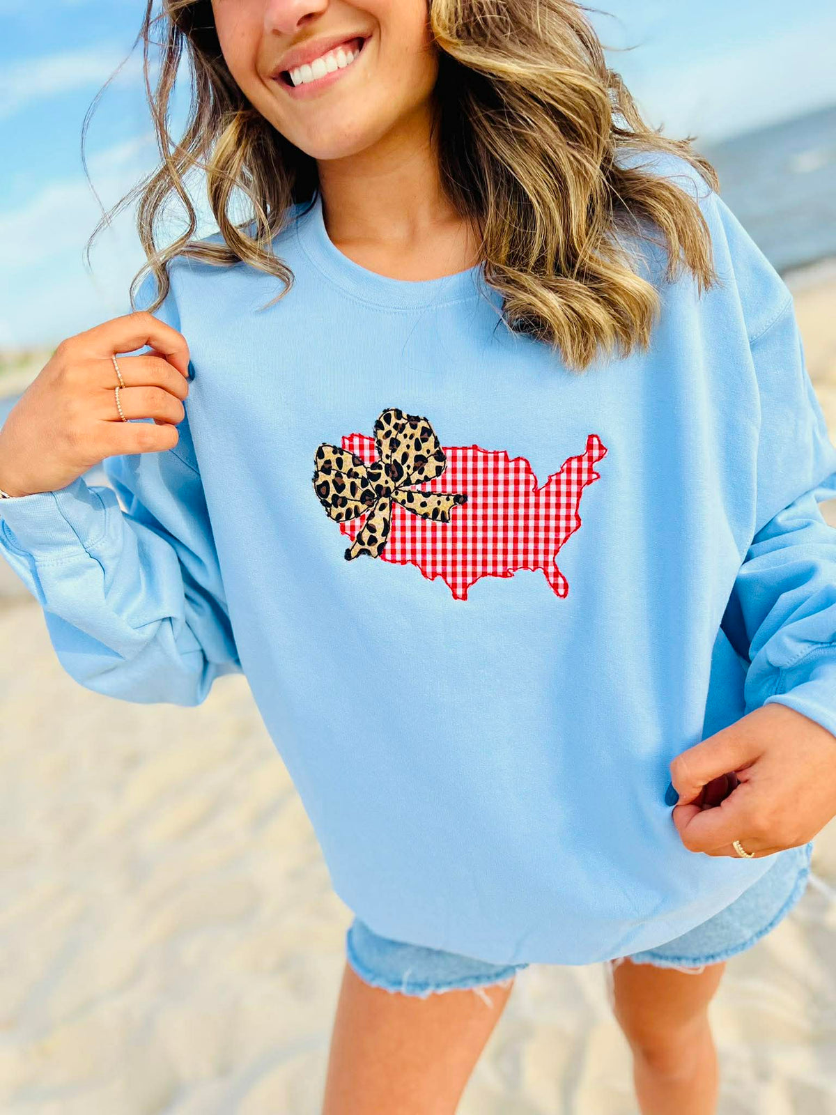 America Cheetah Bow JULY37 Applique Embroidery