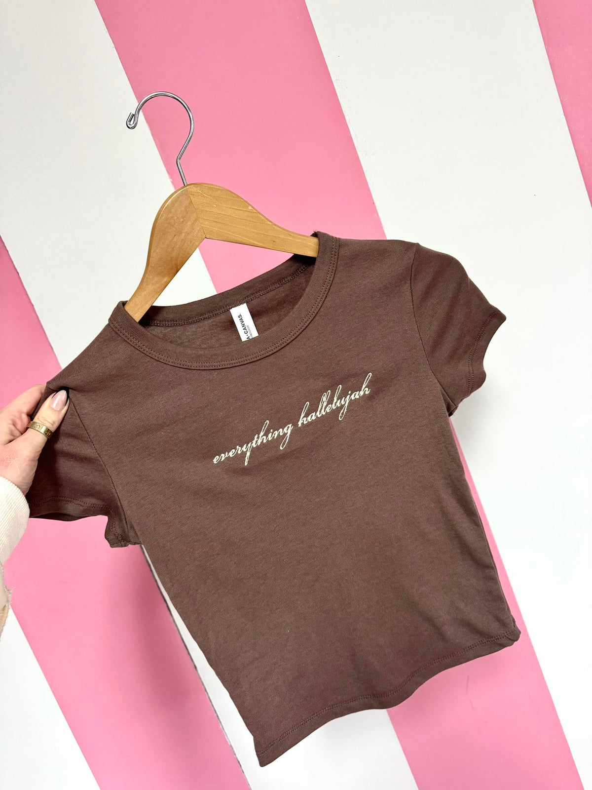 Dainty Custom Cursive Embroidery Crop T shirt