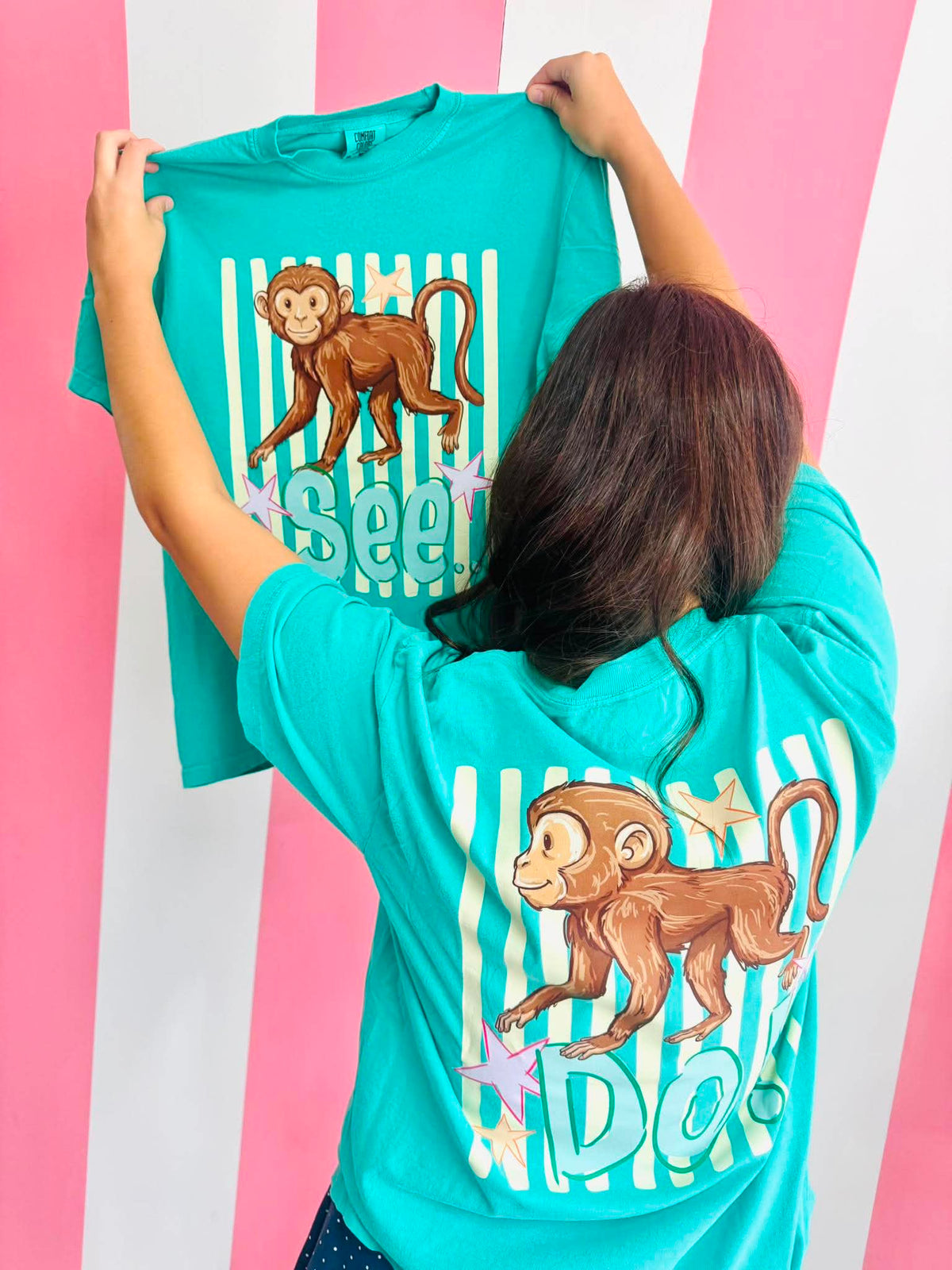 Monkey See, Monkey Do Front and Back DTF graphic
