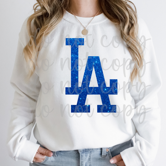 Classic Glitter LA Dodgers Logo Sweatshirt/Tee | World Series 2025