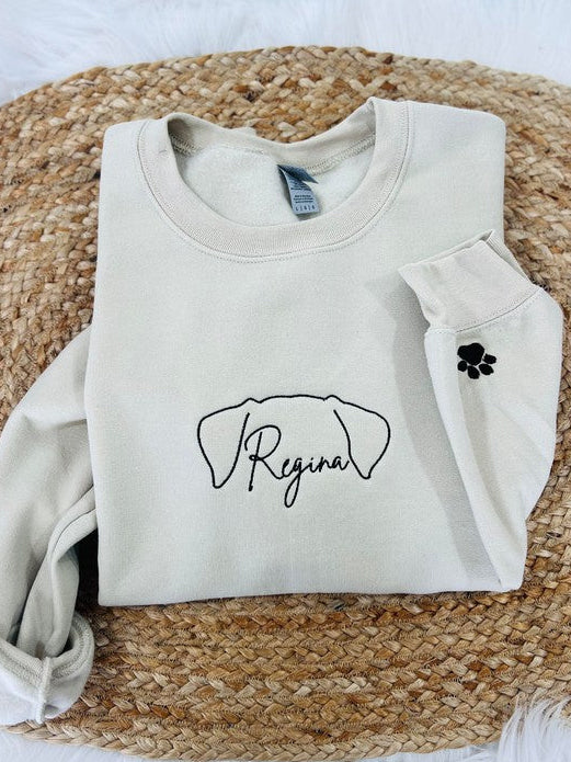 Custom Dog Ears Name & Paw Embroidered Sweatshirt