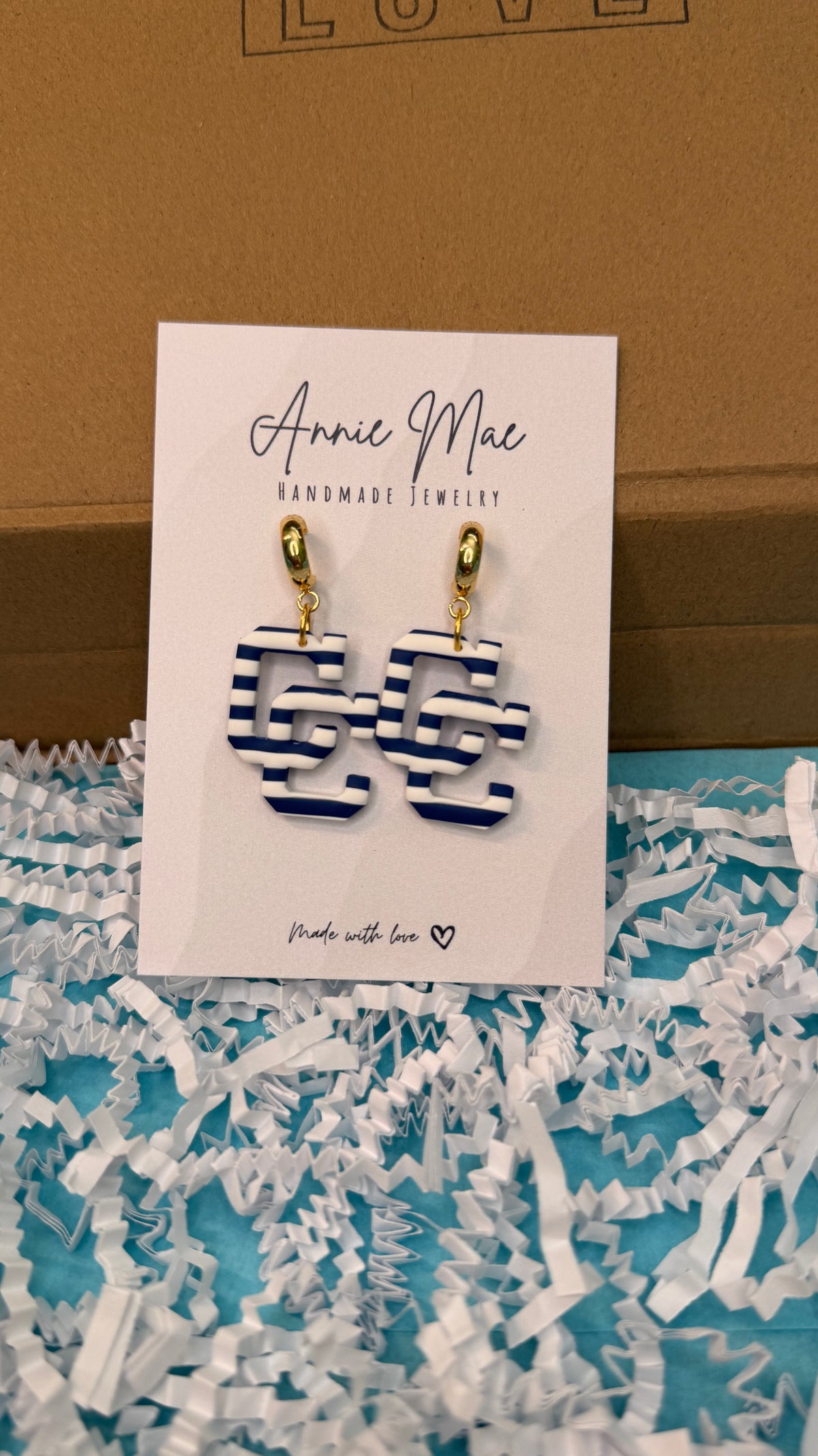 Navy and White Striped CC Dangles
