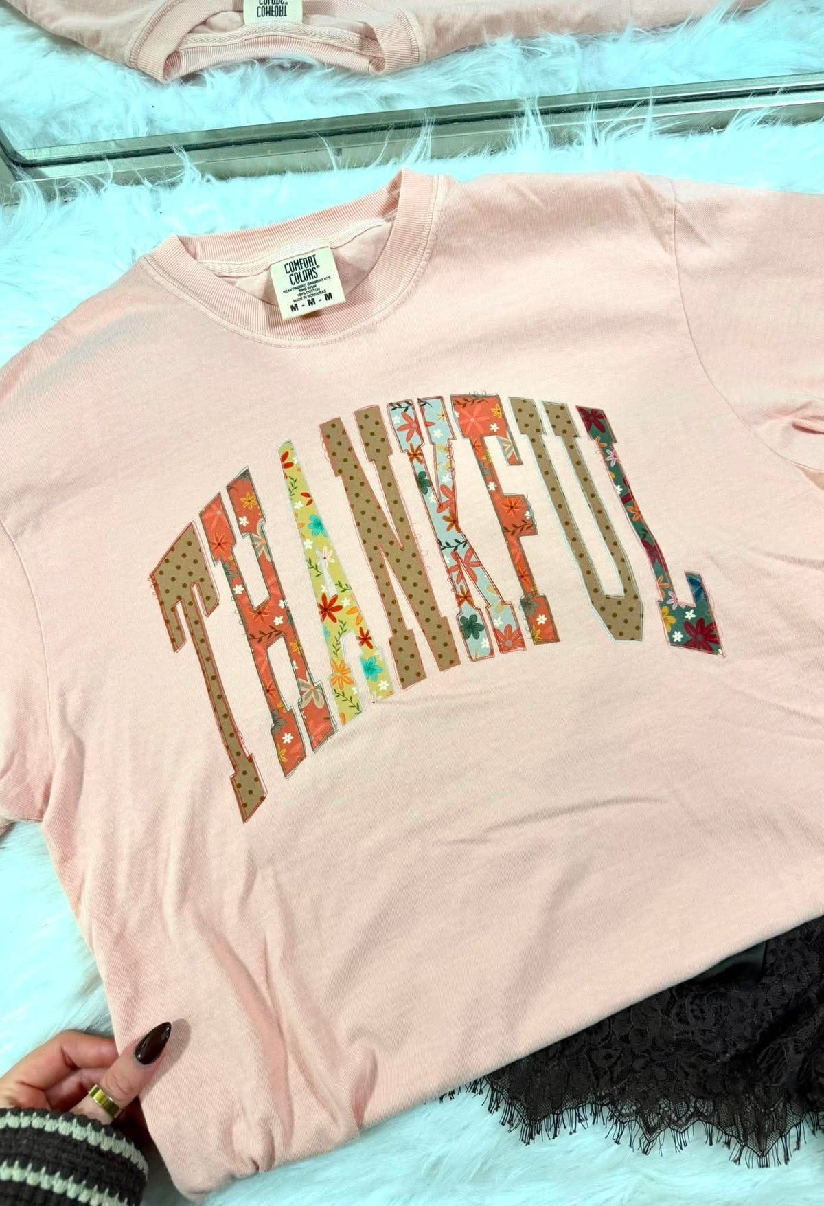 Thankful Floral and Dots FALL36 DTF Graphic Tee