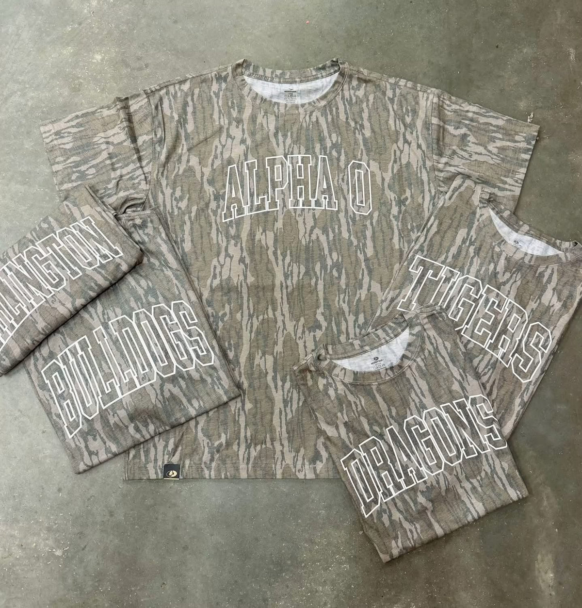 Puff Outlined Varsity Camo CUST92 Bottomland Tee