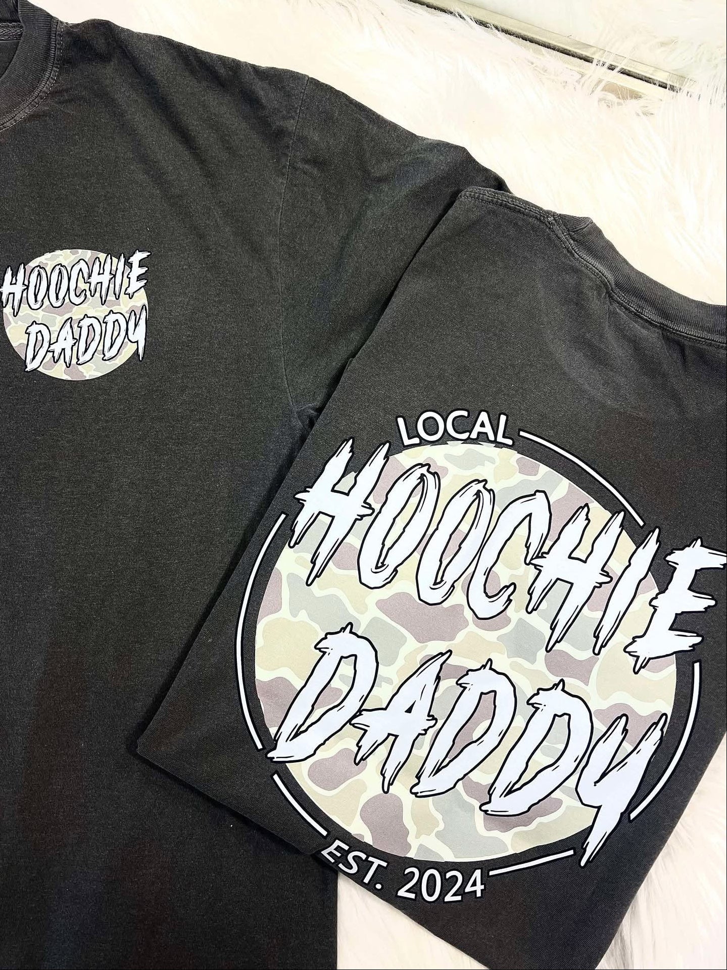 Camo Hoochie Daddy Graphic Pocket Tee