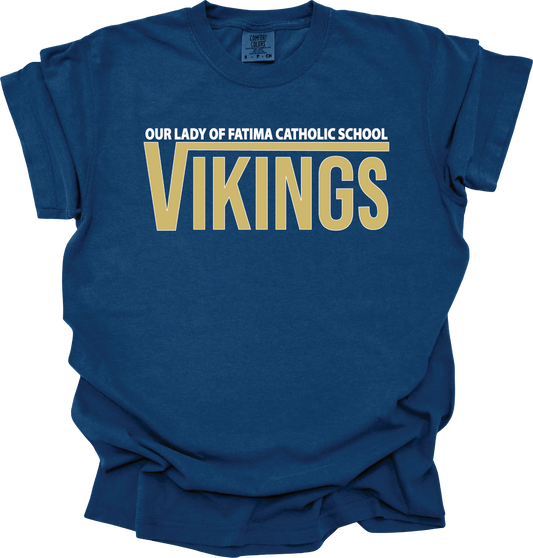 Child Size OLFCS Classic Vikings Tee With White And Gold Logo