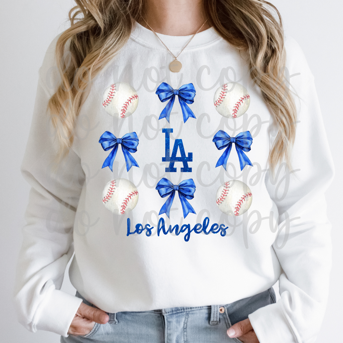 Los Angeles Dodgers Bows & Baseballs Sweatshirt/Tee