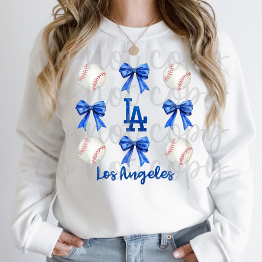 Los Angeles Dodgers Bows & Baseballs Sweatshirt/Tee