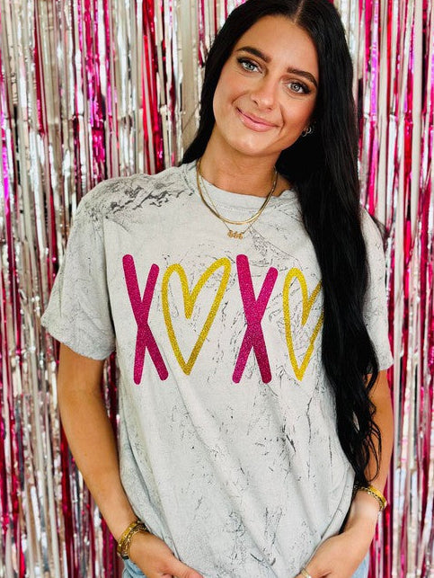 Xoxo Hearts Multi Glitter Color Blast Tee