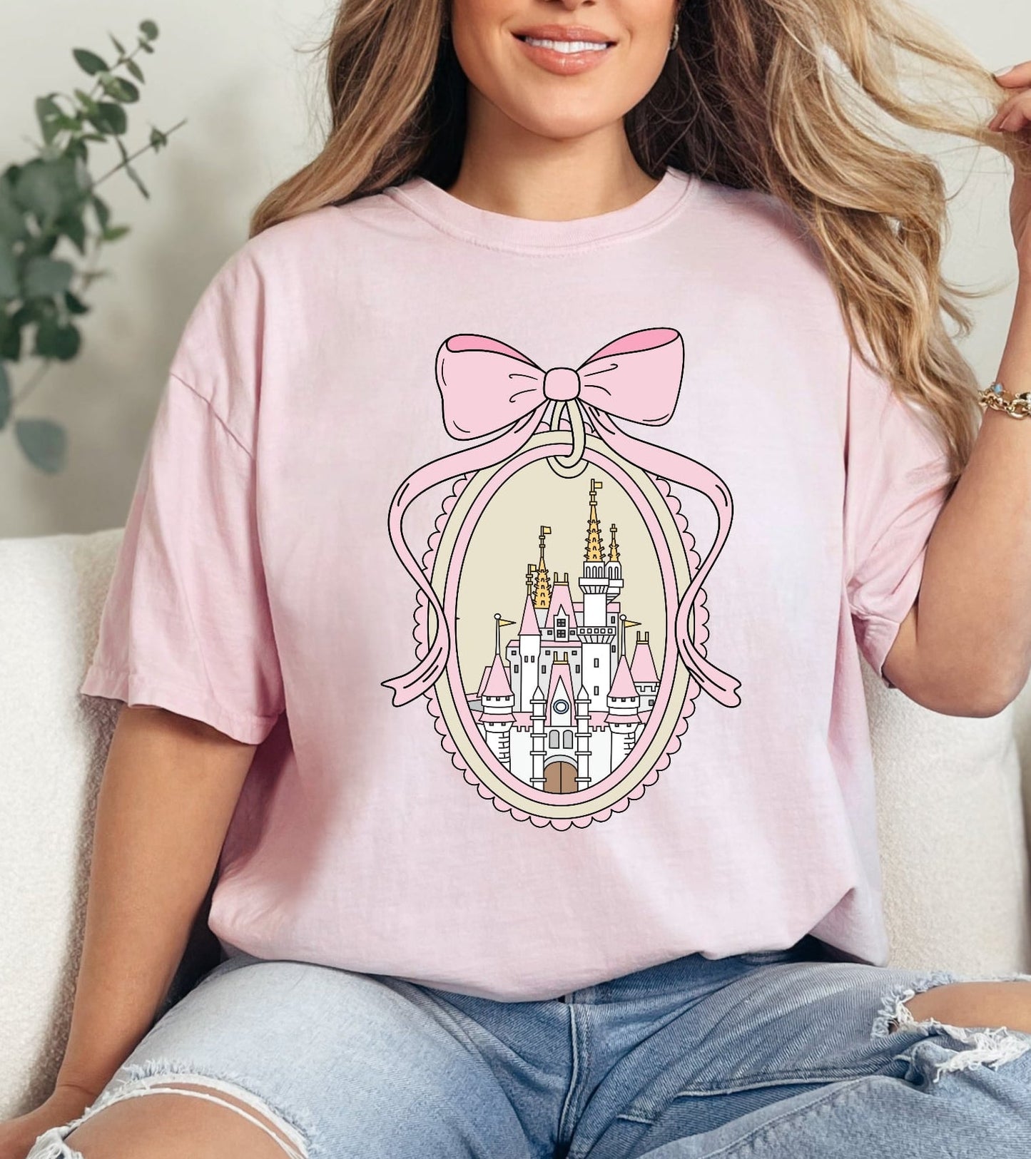 Castle Bow Frame Pink DTF Top