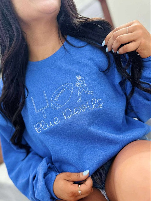 Custom Cutesy Football Trio Embroidered Sweatshirt