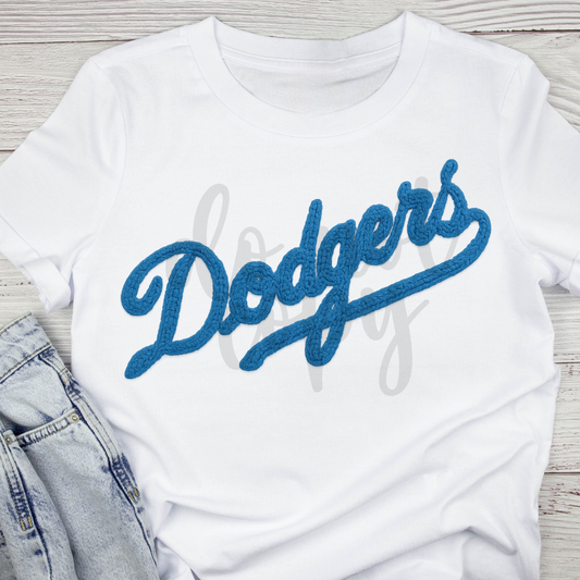 Faux Yarn LA Dodgers Script Logo | World Series 2025