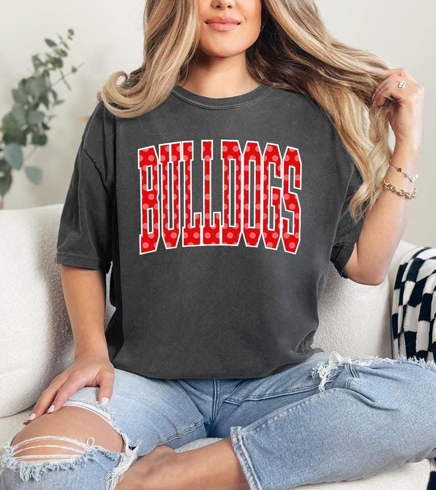 Custom40 Bold Varsity Font  Polka Dot DTF Top