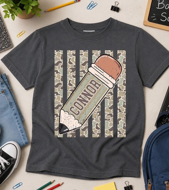 Camo School Pencil Grade Custom DTF Tee