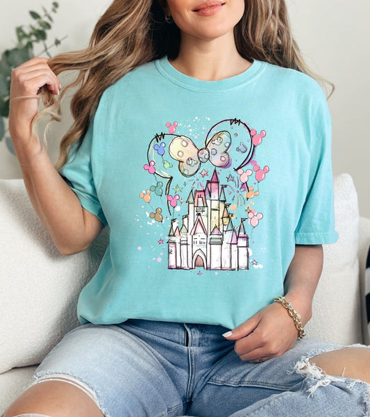 Water Color Mouse Castle DTF Apparel